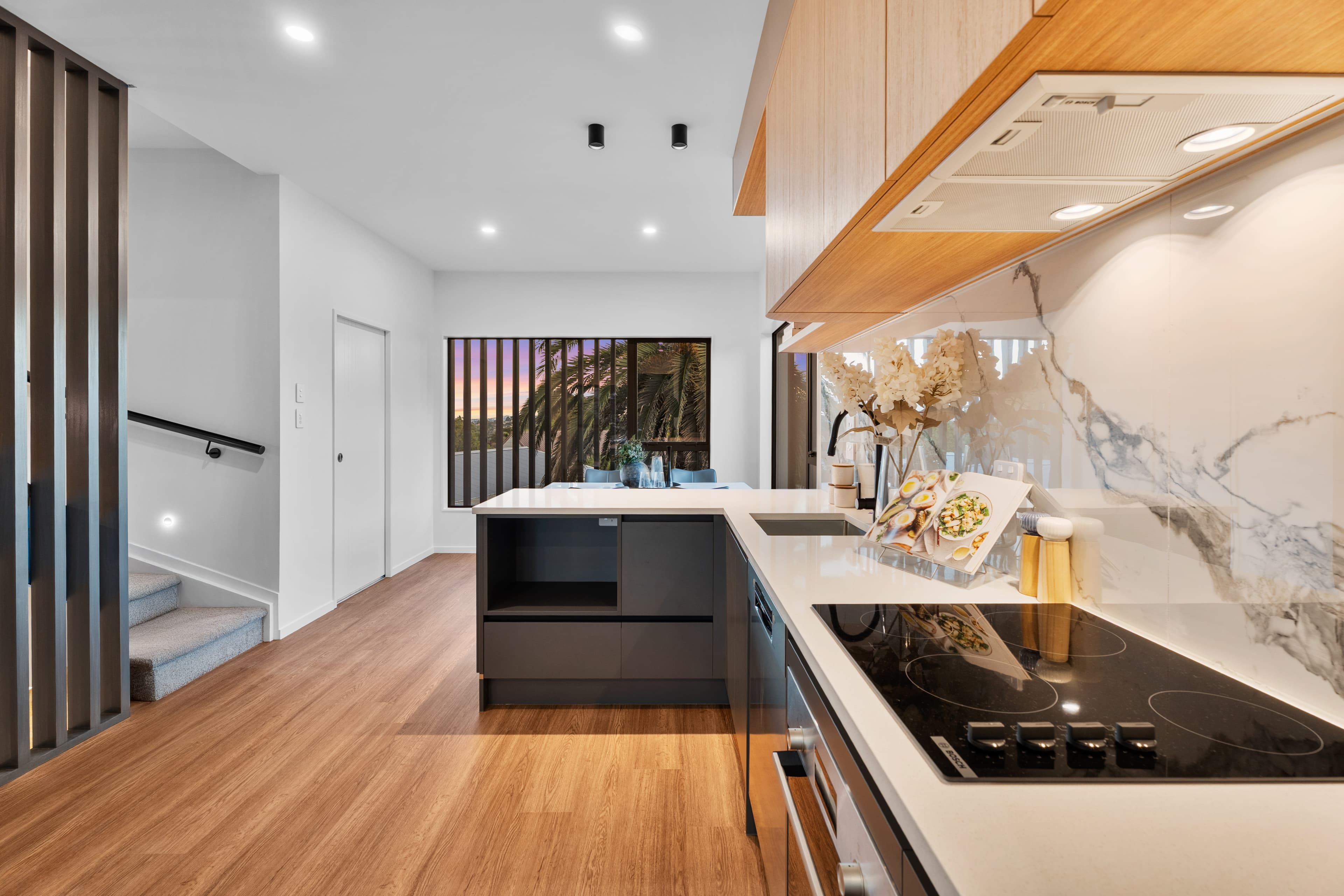 Elizabeth Drive kitchen island and living space