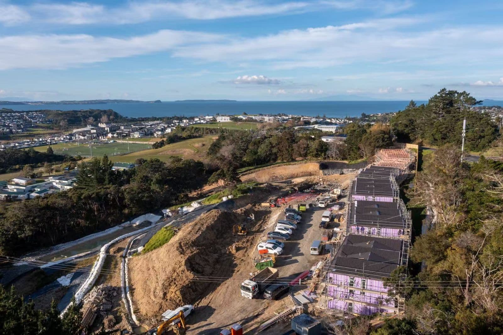 Glenvar Road aged care development in Long Bay, Auckland - aerial overview