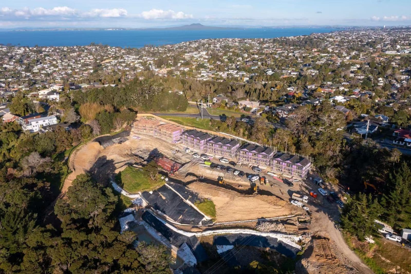 Glenvar Road aged care development in Long Bay, Auckland - elevated site context