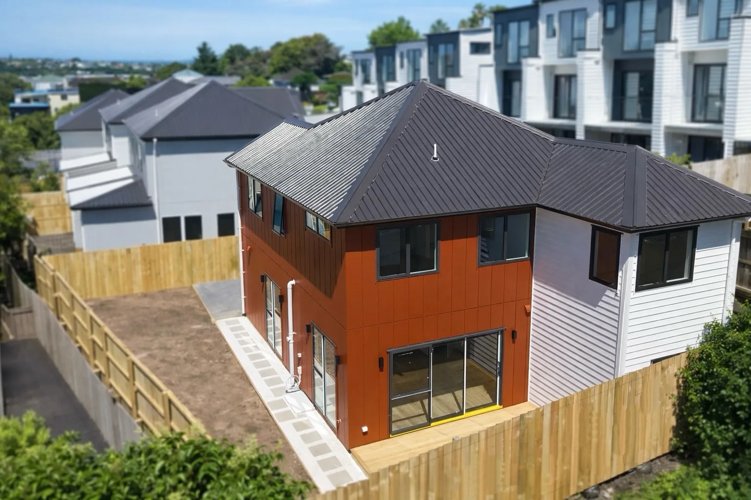 Ludlow Terrace townhouses in Tōtara Vale, Auckland — exterior view