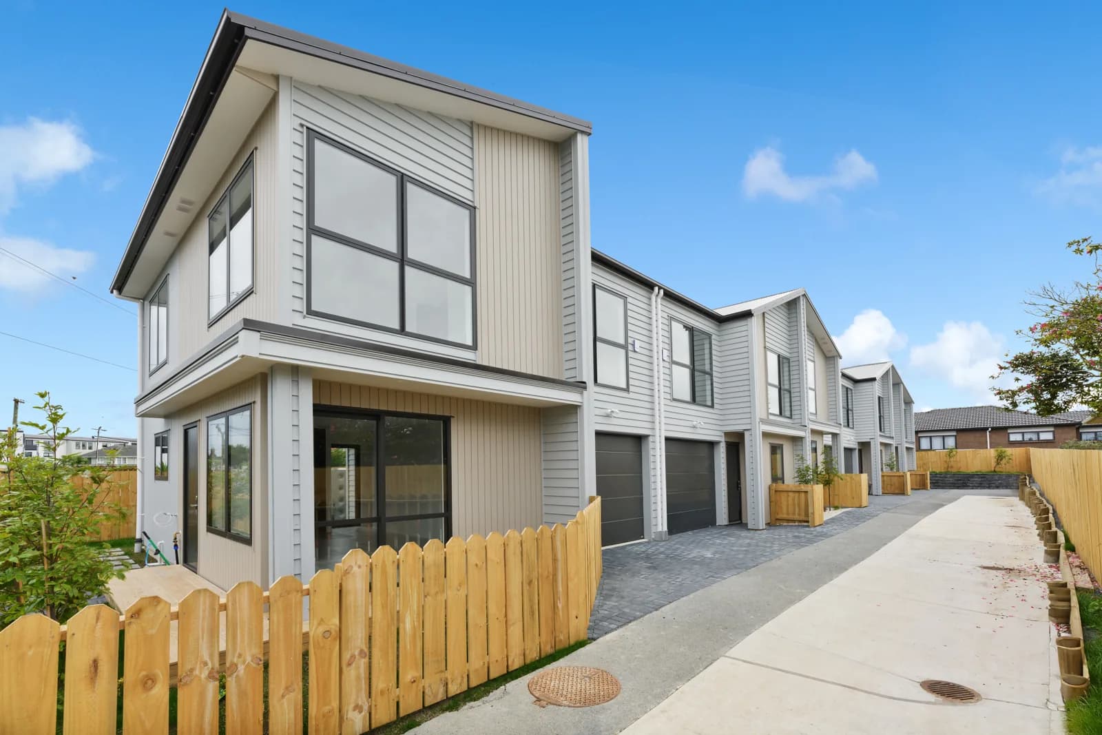 McDougall Street townhouses in Manurewa East, Auckland — exterior view