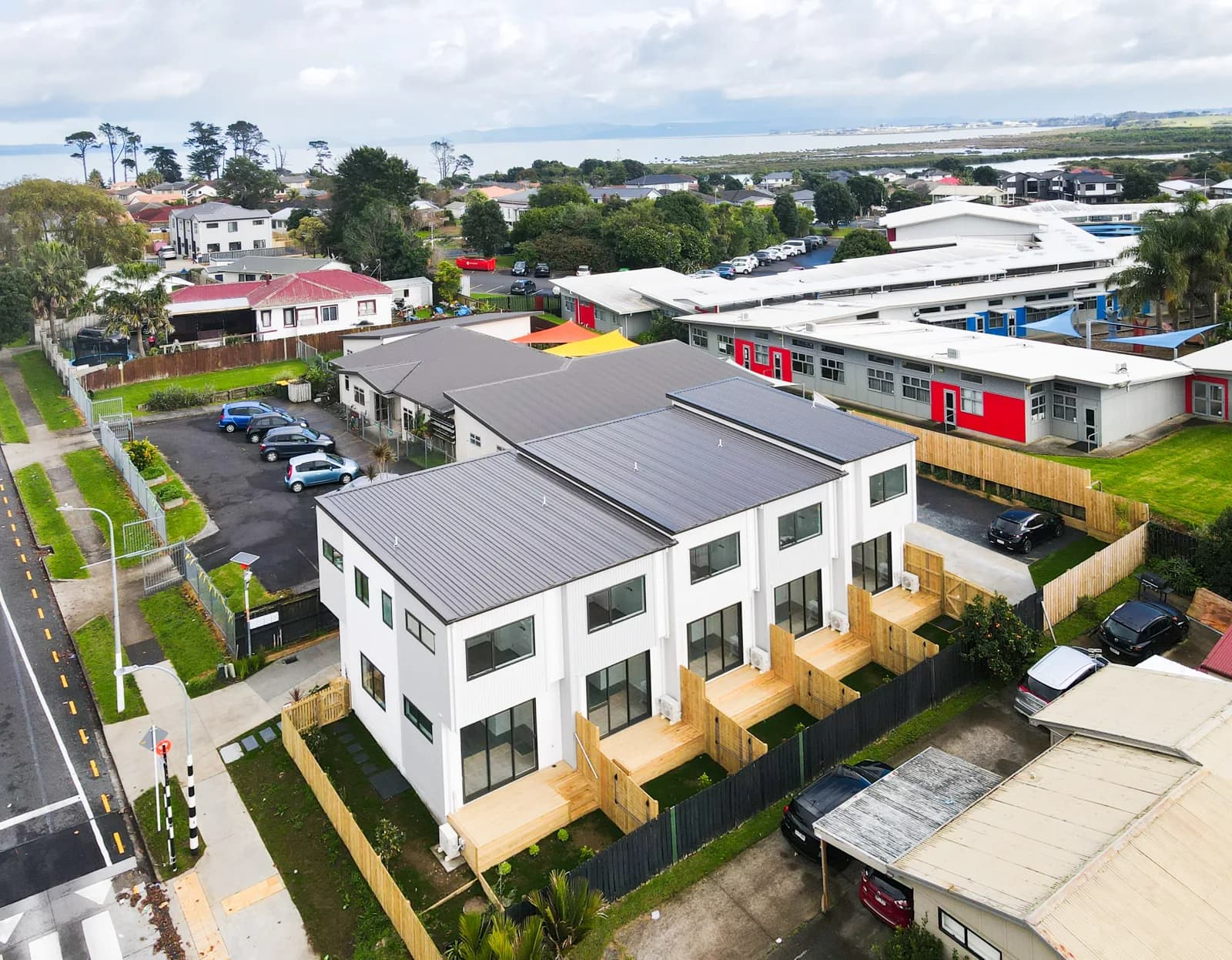Palmers Road townhouses in Clendon Park, Auckland — exterior view