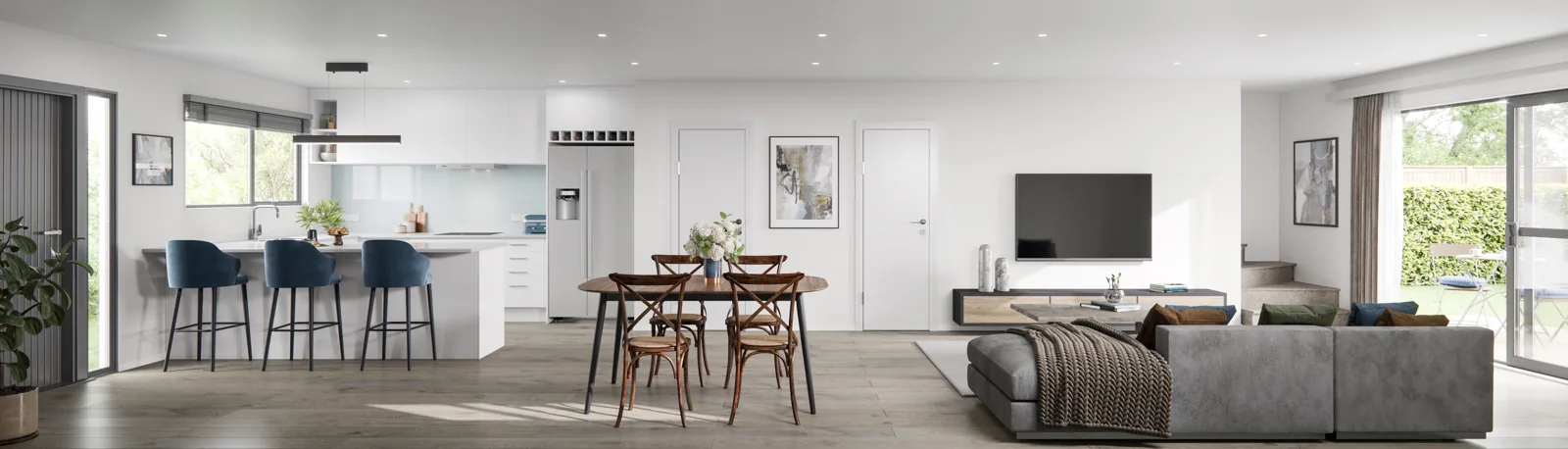 Architectural render of Royal View Road townhouses in Te Atatu South, Auckland — view 2