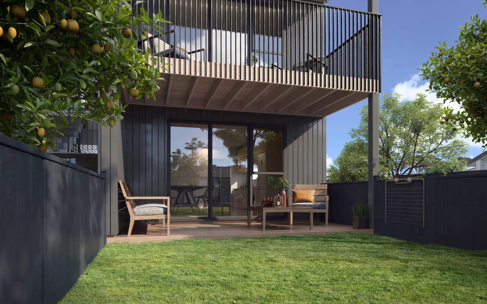 Architectural render of Wroughton Crescent development in Ōtara, Auckland — view 2