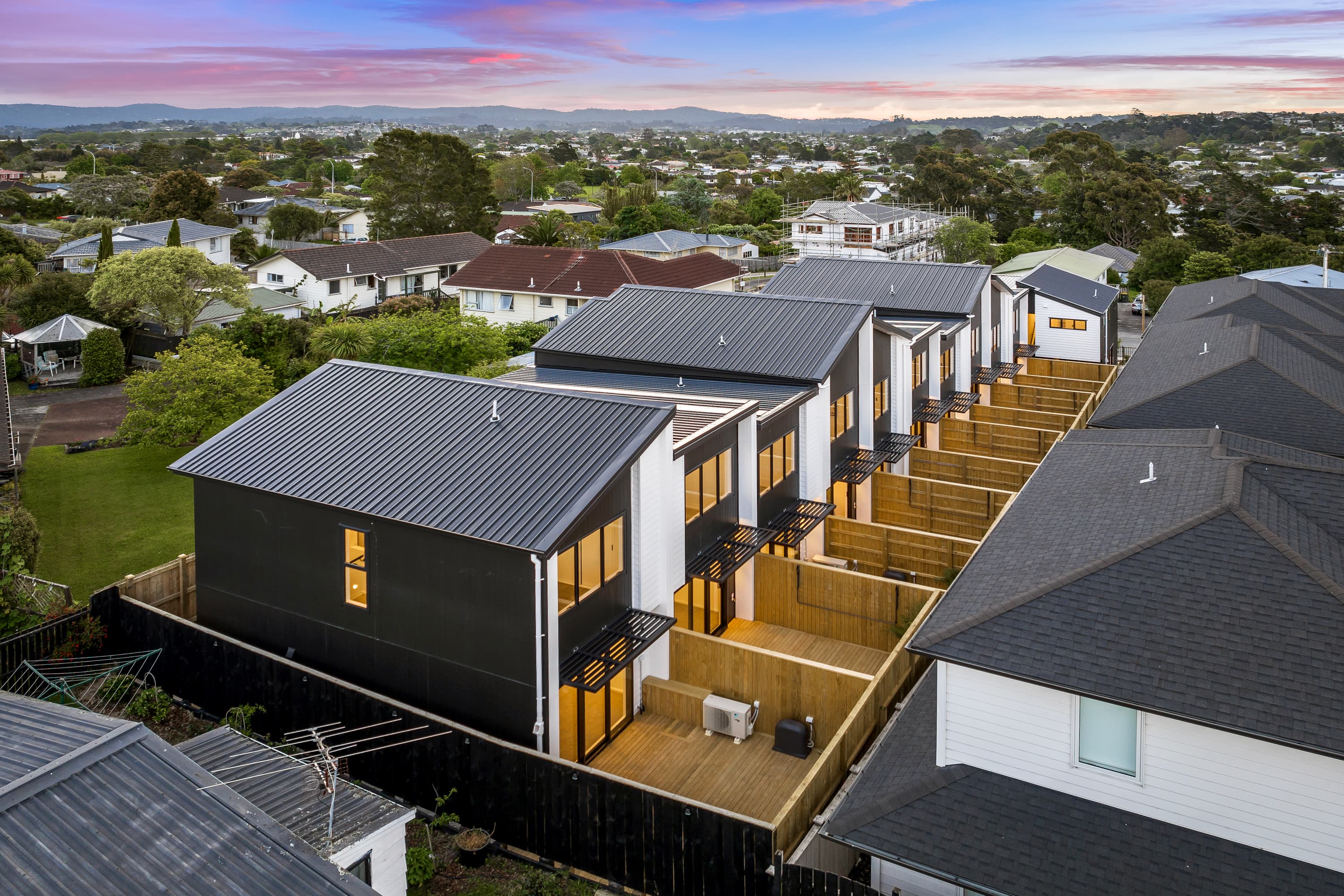 Completed Creston Property townhouse development viewed from above