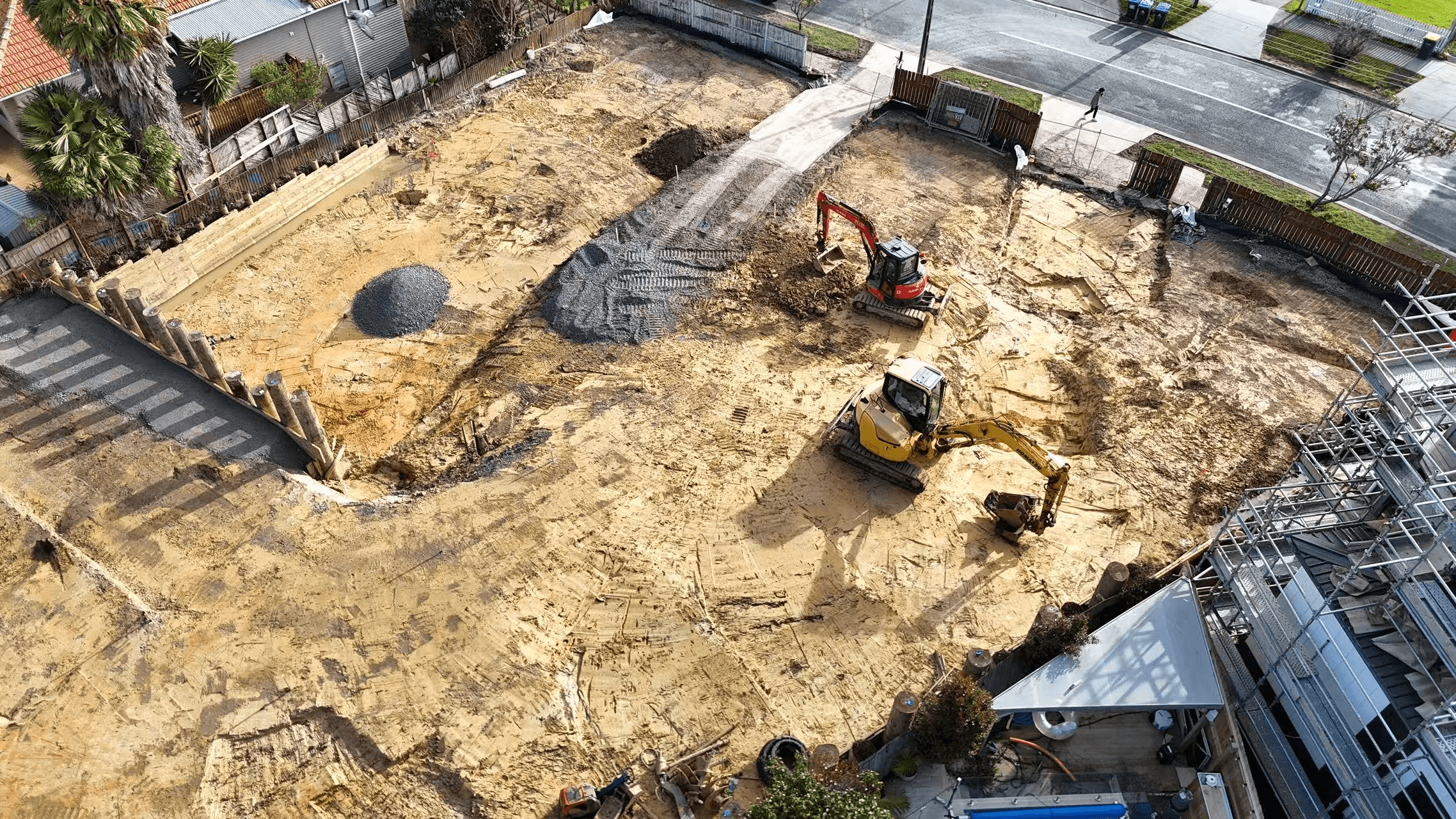Excavation site being prepared for residential construction